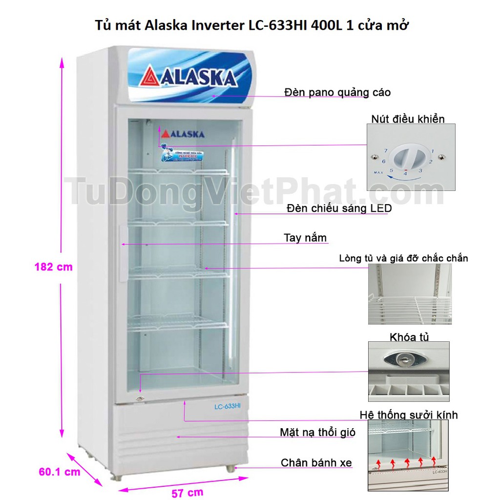 [HCM]Tủ Mát Inverter Alaska 342 Lít LC-633HI