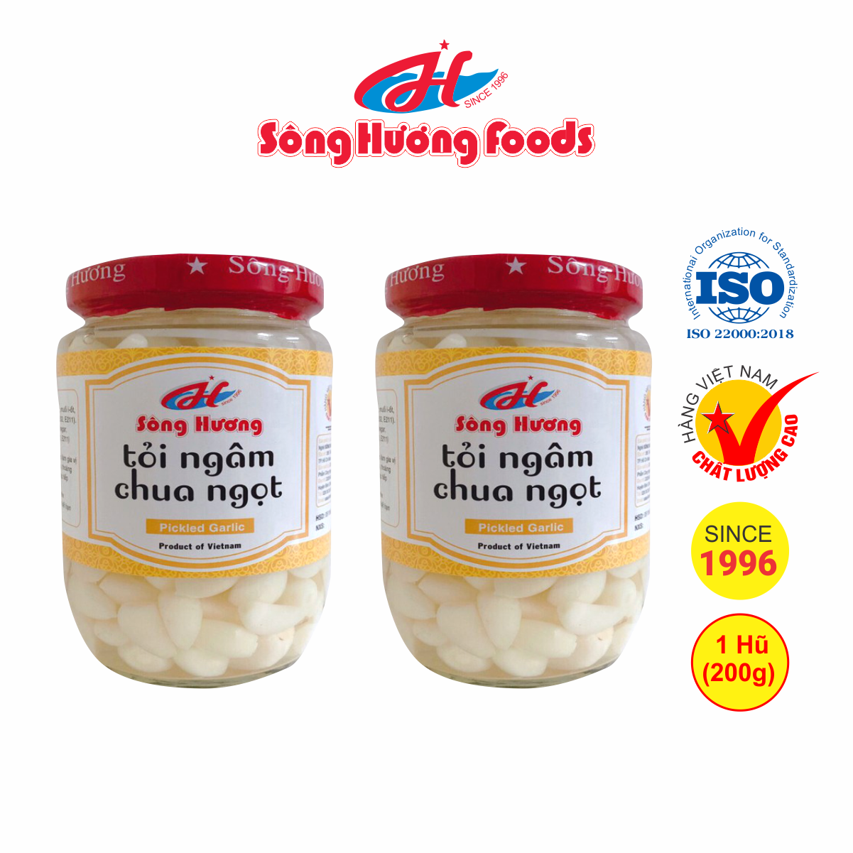 2 Hũ Tỏi Ngâm Chua Ngọt Sông Hương Foods Hũ 200g
