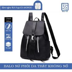 Balo nữ thời trang phong cách hàn quốc phối da thật tặng kèm tai nghe