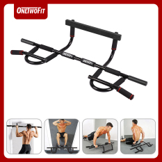 OneTwoFit Doorway Pull Up Bar Gym Chin Up Bar Multi-Grip Body Workout Bar Exercise Strength Fitness Equipment OT005. Thanh xà đơn nhiều tay nắm gắn khung cửa