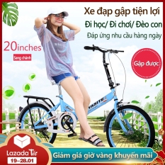 Xe đạp 20 inch có thể gấp gọn 2 màu xanh lam xanh lá xe đạp cho thanh niển, người già camry