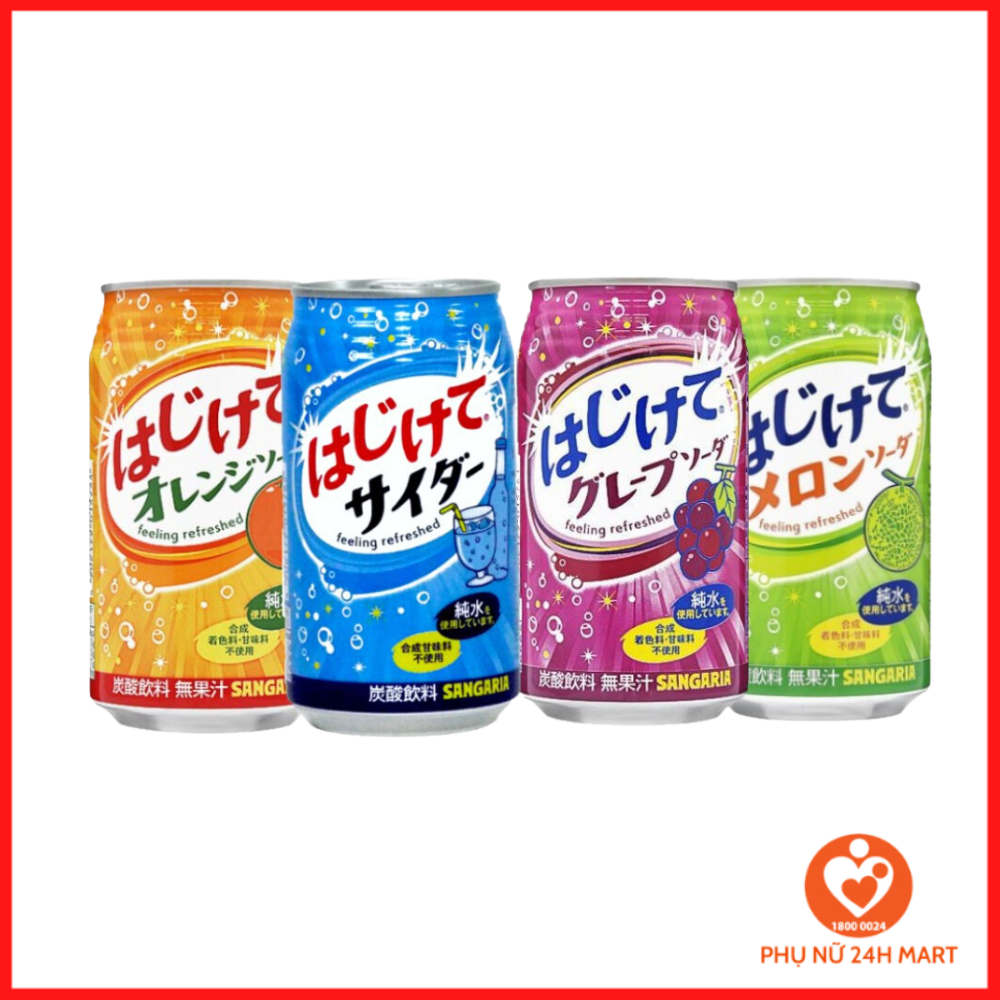 Nước soda Sangaria Hajikete 350ml nhiều vị thanh mát giải khát cho mùa hè cực đã – Nhật Bản