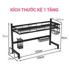 Kệ Bát Sơn Đen Tĩnh Điện Chính Hãng VANDO Size Lớn 125Cm Giá bát thông minh bắc qua bồn rửa chén, tặng kèm giá để dao đũa thìa, giá để thớt, giá dể nước rửa chén