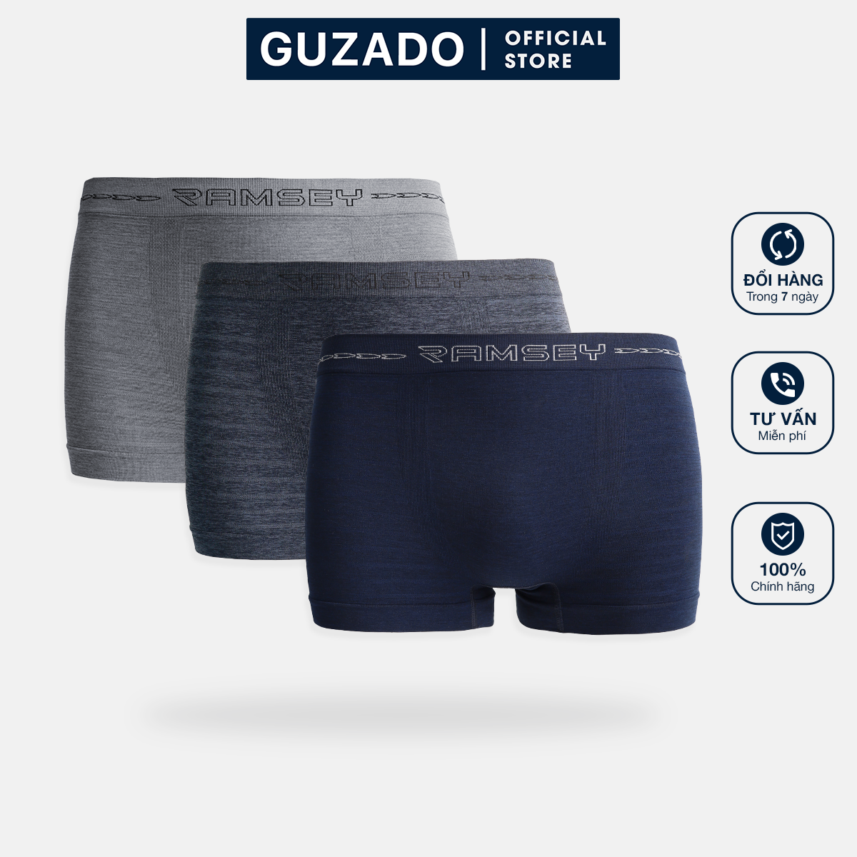 Quần lót Boxer nam GUZADO dệt không đường may kháng khuẩn co giãn thoải mái thoáng khí không nhăn nhàu RSD202