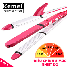 Máy làm tóc đa năng 3 in 1 điều chỉnh nhiệt 5 mức Kemei KM-3304 có thể uốn,duỗi,bấm tiện lợi,làm nóng nhanh – phân phối chính hãng