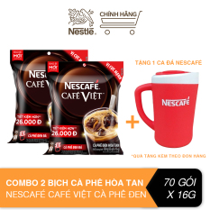 [Tặng 1 ca đá Nescafé] Combo 2 bịch cà phê hòa tan Nescafé café Việt cà phê đen đá (Túi 35 gói x 16g)