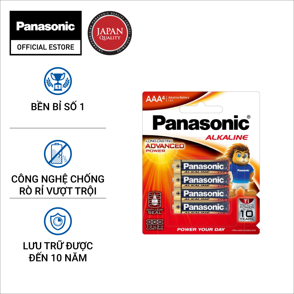 Vỉ Pin kiềm Panasonic Alkaline AAA LR03T/4B-V (4 viên) – Hàng Chính Hãng