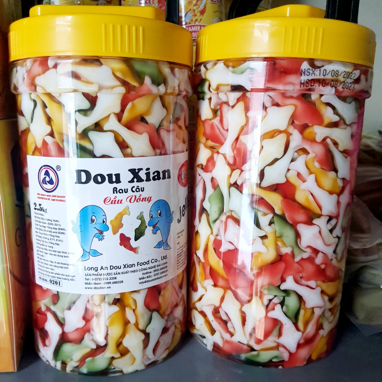 hộp THẠCH CON CÁ 4 màu - Dou Xian food - hộp 2.5 kg