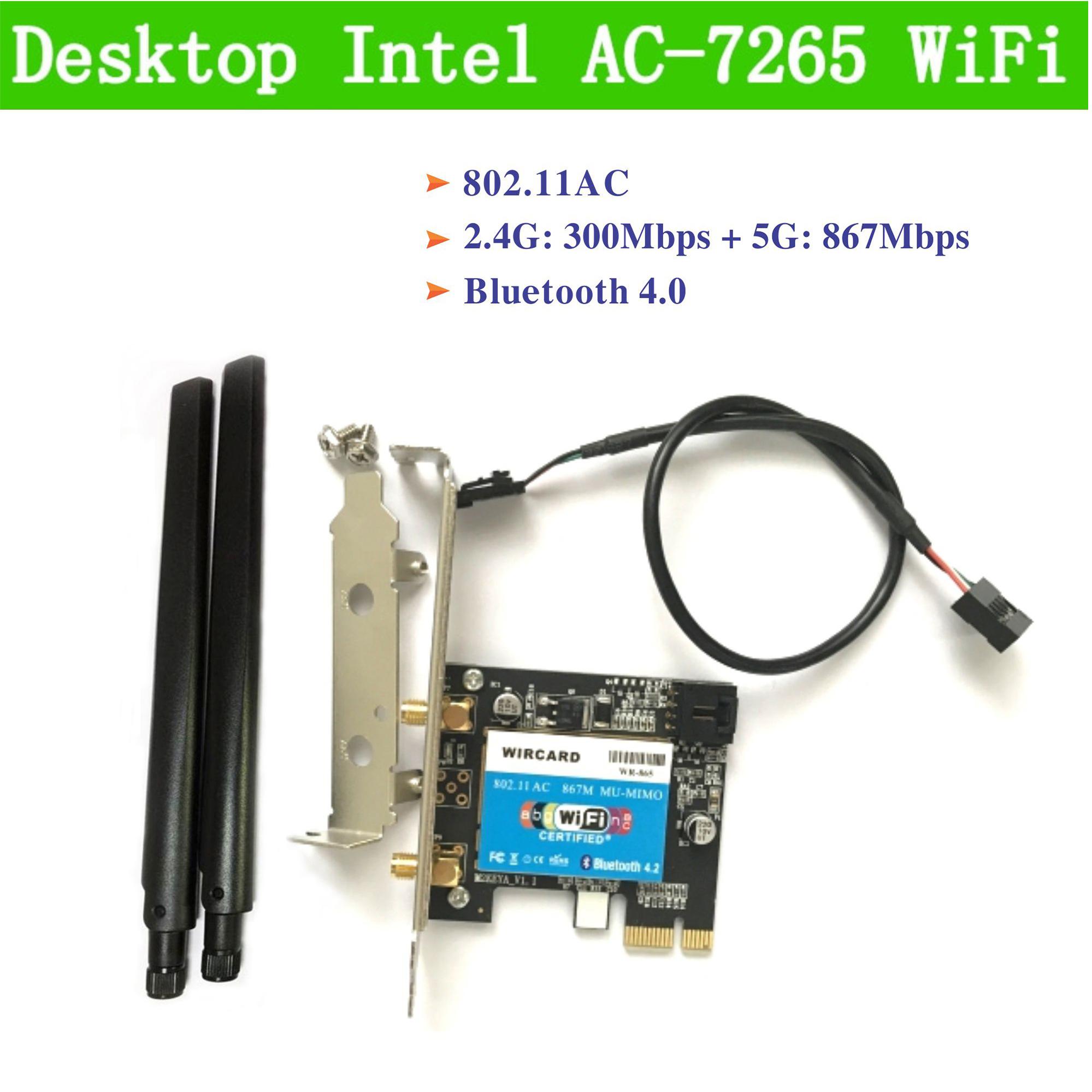 Card WiFi cho Máy bàn - PC Intel 7265 chuẩn AC có Blueooth 4.0