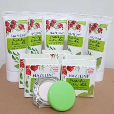 (NHH) Trọn bộ 10 món: 5 hộp kem nén dưỡng trắng Hazeline matcha (3g/hộp), 5 tuýp sữa rửa mặt sáng da Hazeline matcha (15g/ tuýp) + Tặng túi đựng mỹ phẩm xinh xắn