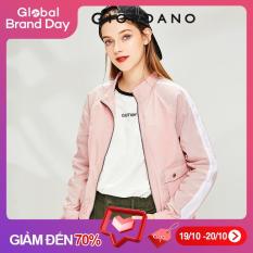 Giordano Women Jackets Soft Stand Collar Zip Front Contrast Raglan Sleeves Jackets Pockets Design Jackets Free Shipping 13370806