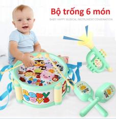 Bộ trống kèn lục lạc 6 món đồ chơi cho bé kích thích trí não phát triển trí thông minh và sự nhanh nhẹn