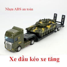 Xe mô hình đồ chơi xe đầu kéo xe tăng (gồm 2 xe) nhựa ABS an toàn, kích thước lớn, chi tiết sắc sảo, đẹp