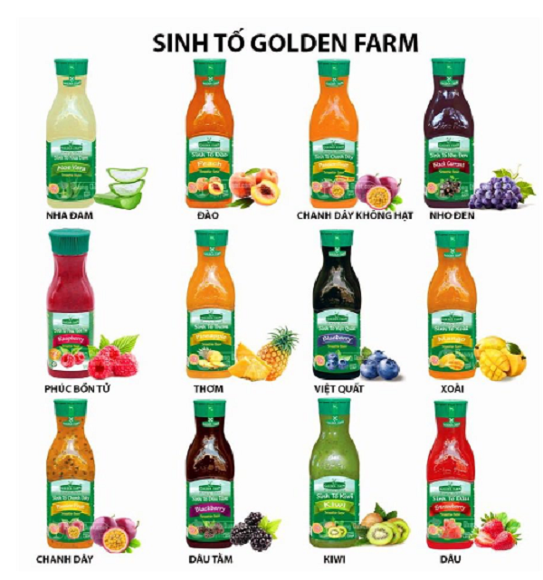 Sinh tố Golden Farm chai 100g ( Nhiều Vị ) / sinh tố trái cây tươi 100g