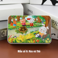 Bộ ghép hình bằng gỗ 60 mảnh,hộp sắt bền đẹp, chủ đề truyện cổ tích cho bé trên 3 tuổi,đồ chơi thông minh phát triển tư duy logic cho bé trai bé gái