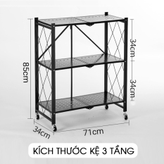 Kệ Gấp Gọn Thông Minh Chính Hãng VANDO, Kệ đa năng nhà bếp, kệ trang trí, giá để sách. Giá để đồ sơn đen tĩnh điện 3 lớp không cần lắp đặt gấp gọn lại chỉ còn 8cm