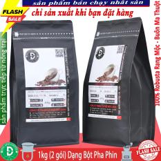 1kg cà phê rang mộc DUC ANH COFFEE – Thành phần 100% Robusta – 2 gói zipper mỗi gói 500gr – Dạng bột dùng pha phin – cam kết nguyên chất