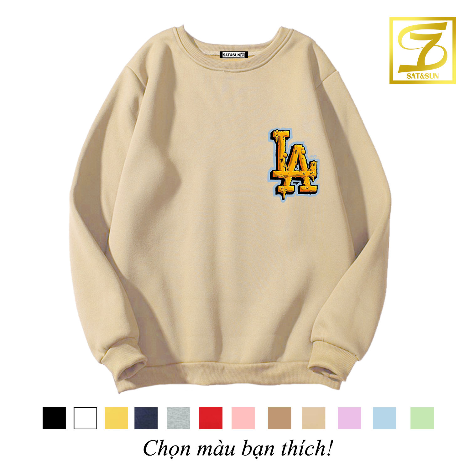 [S7SHOP]Áo Sweater UNISEX Nỉ Cổ Chui In Logo LA – Có nhiều màu lựa chọn!