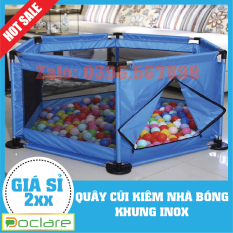 QUÂY CŨI KIÊM NHÀ BÓNG KHUNG BẰNG INOX – TẶNG KÈM BÓNG AN TOÀN CHO TRẺ DỄ THÁO LẮP VÀ MANG ĐI XA