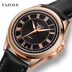 [HCM]Đồng hồ nam Yazole 336 dây da thời trang cực chất (Vỏ vàng)