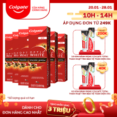 Bộ 6 kem đánh răng làm trắng sáng Colgate Optic White từ khoáng núi lửa Hàn Quốc 100g