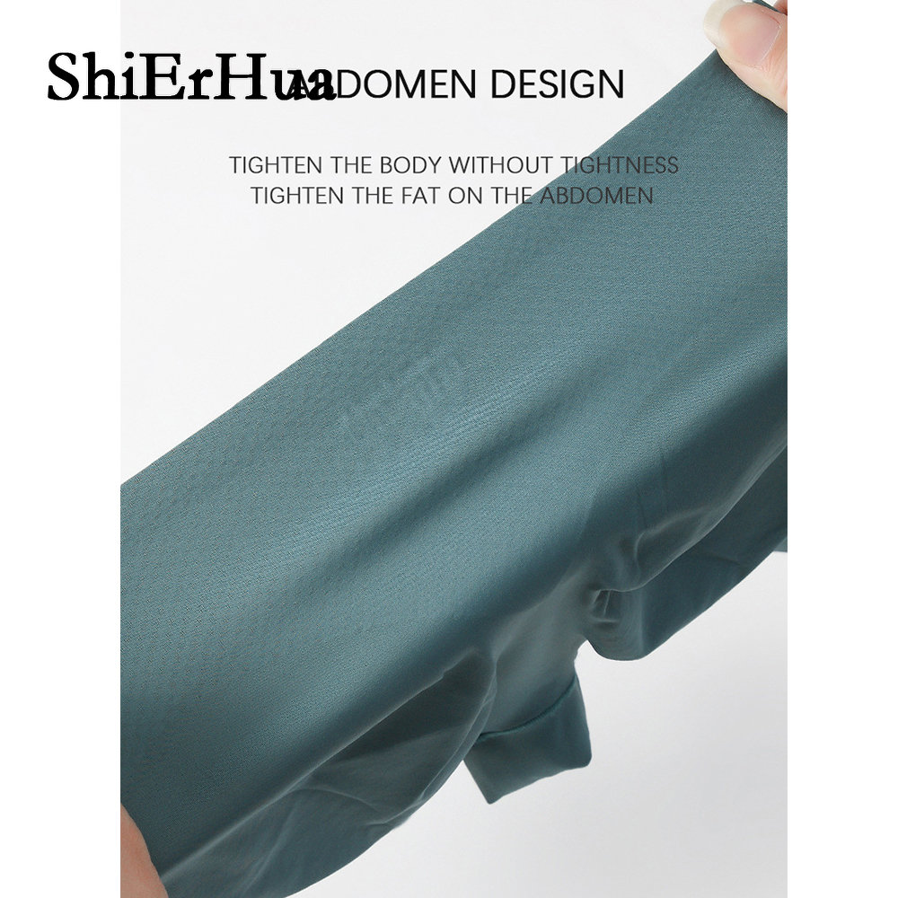 ShiErHua 3 trong 1 Thắt lưng cao liền mạch Ice Silk Quần an toàn Quần short dành cho phụ nữ...