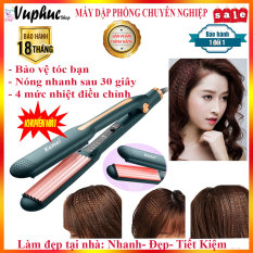 Máy dập xù bấm tóc gợn sóng xoăn bản to giá rẻ Kemei KM-9827, máy dập xù tóc chân vuông dùng cho salon chuyên nghiệp, dùng tại gia đình, dụng cụ làm tóc đa năng tại nhà, shop bán kèm KM 329.