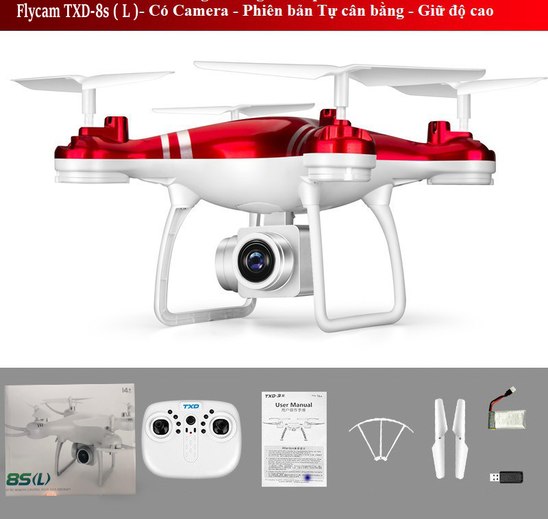 (Bản Có Camera) Máy Bay Flycam Txd-8S Plus Pin 2000Mah Bay 17-20P - Có Chế Độ Tự Về Bằng 1...