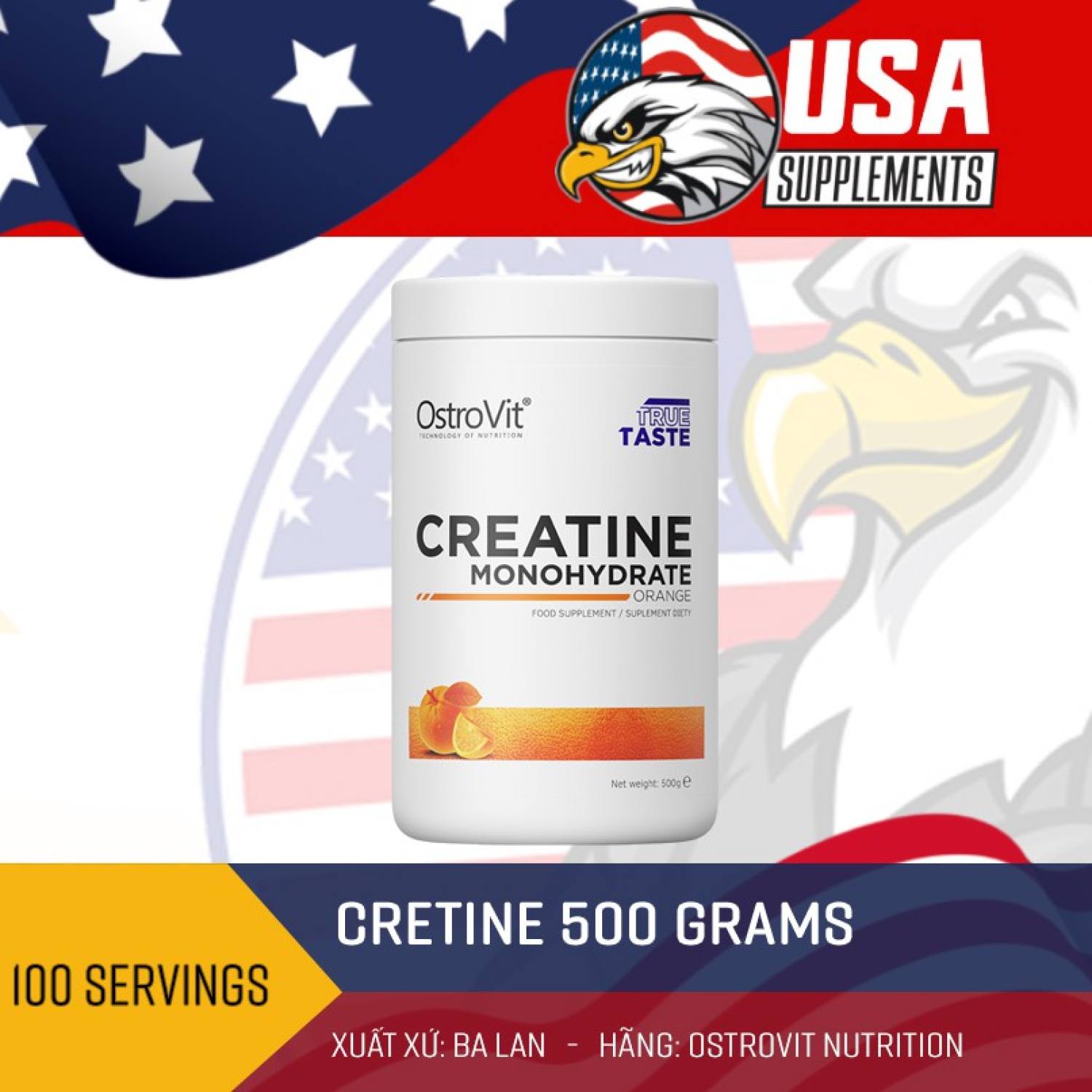 Ostrovit Creatine Tăng Sức Mạnh Cơ Bắp 500 gram – 100 lần dùng