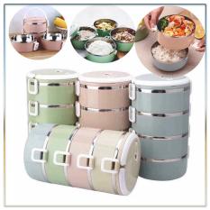Hộp cơm 4 tầng Giữ nhiệt làm từ Lúa mạch An toàn cho Sức khỏe (màu ngẫu nhiên)