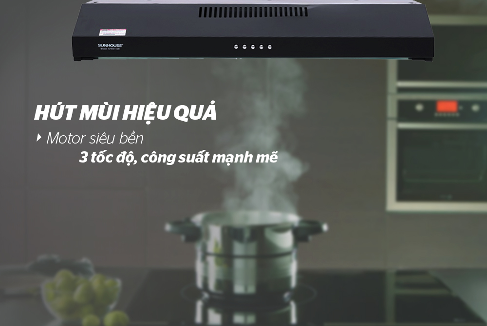 Máy hút mùi nhà bếp Sunhouse SHB6118B - Máy hút khói bếp - Bảo hành 18 tháng tại nhà