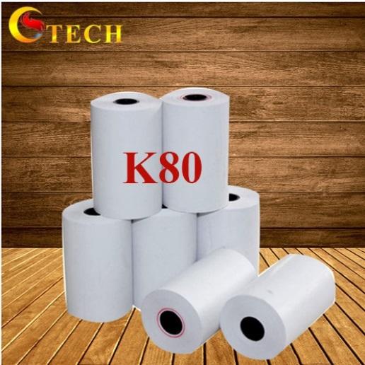 Giấy in bill, giấy in hóa đơn 10 cuộn K80 mực đen