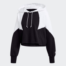 adidas ORIGINALS Áo hoodie dáng lửng logo lớn Nữ Màu đen GD2404