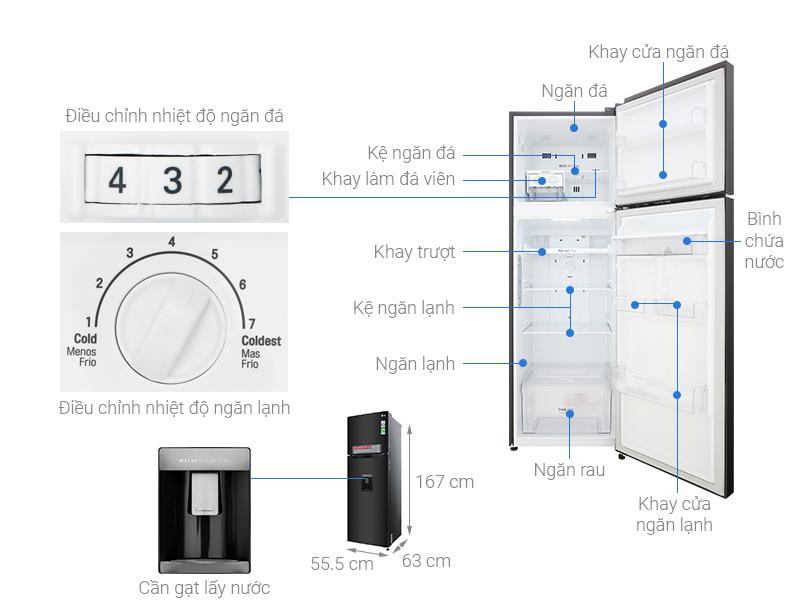 [GIAO HÀNG XUYÊN TẾT][Trả góp 0%]Tủ lạnh LG Inverter 255 lít GN-D255BL