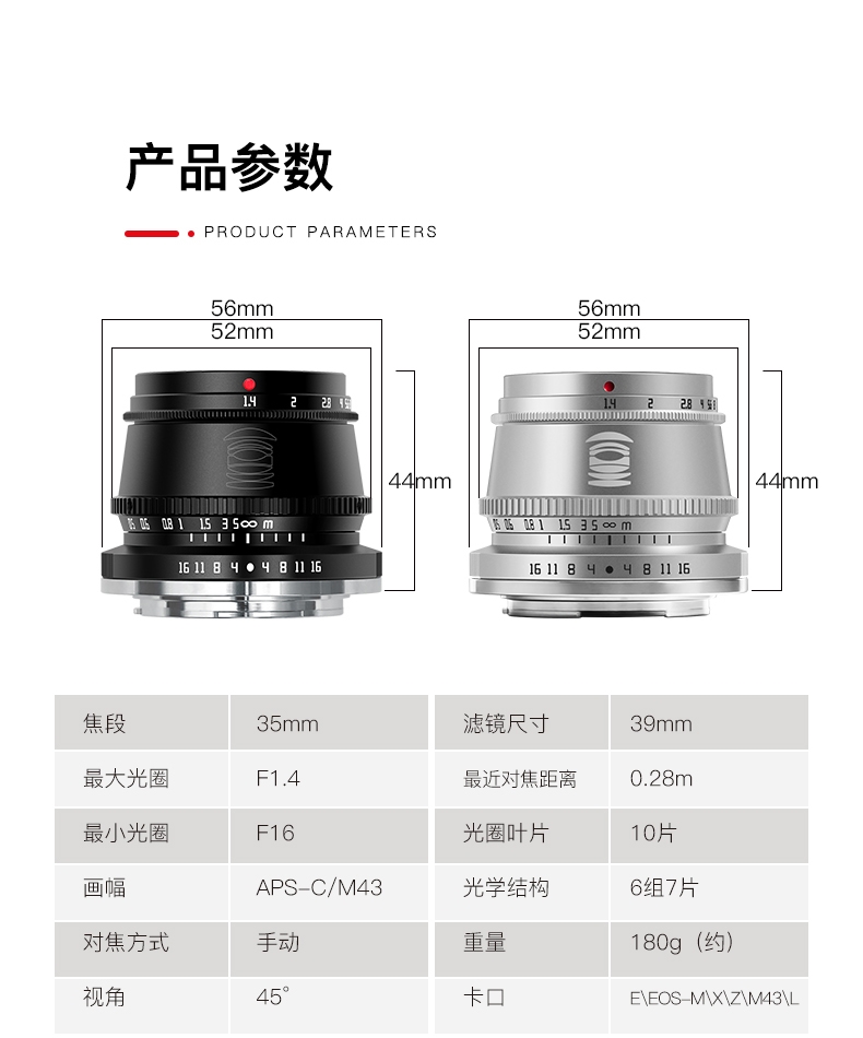 Ống kính TTArtisan 35mm F1.4 cho Fujifilm, Sony, Canon EOS M, M4/3, Nikon Z, Leica L. Có thể Custom lens...