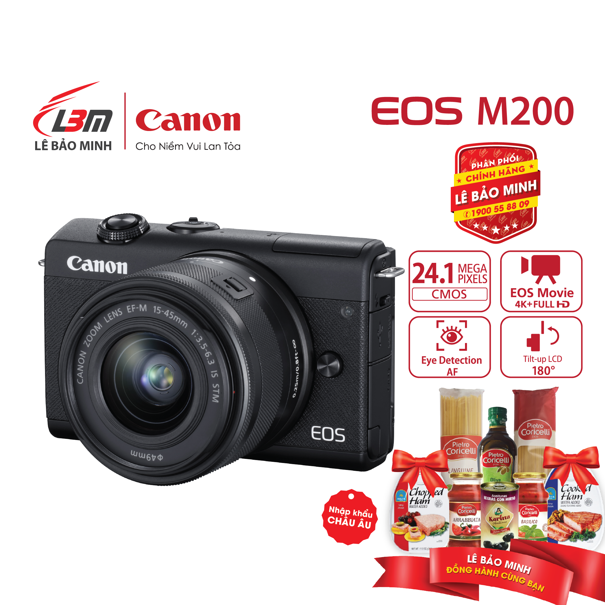 [voucher 9%]Máy ảnh Canon EOS M200 KIT EF-M15-45mm F/3.5-6.3 IS STM – Chính Hãng Lê Bảo Minh