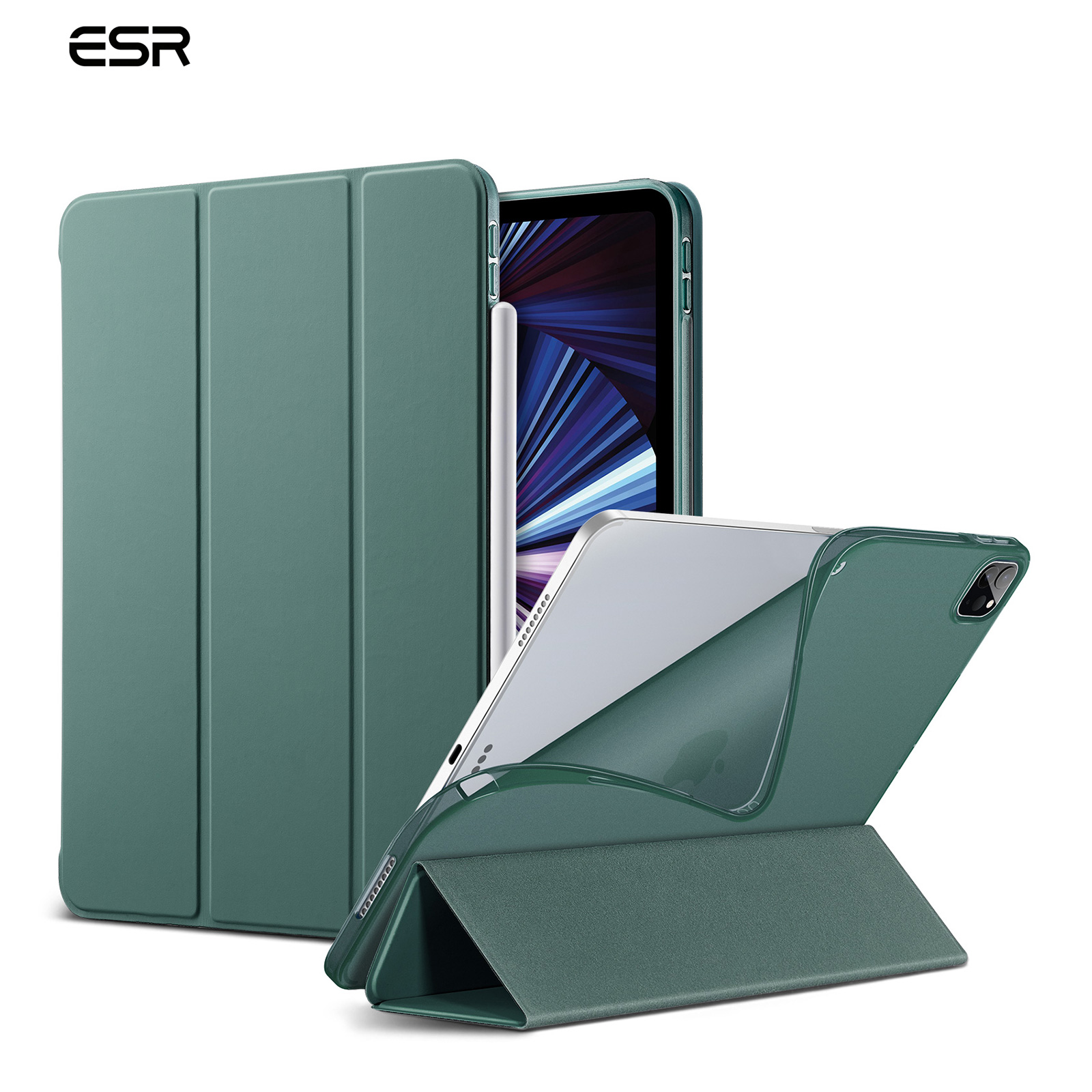 Ốp Lưng ESR Rebound Slim, Cho iPad Pro 12.9 2021 Ốp Gập Ba Mặt Trong Suốt Linh Hoạt Thứ 5...