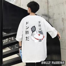 Áo Thun Nam Form Rộng Hàn Quốc In Hình Mèo Thần Tài Độc Đẹp Vải Dày Mịn Thoáng Mát, Thiết Kế Thời Trang, Kiểu Dáng Năng Động Trẻ Trung