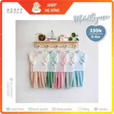 Bộ Quần Áo Dài Cài Chéo Modal Organic HRNEE Bộ Quần Áo Dài Cài Chéo Cho Bé Từ 0-9 Tháng