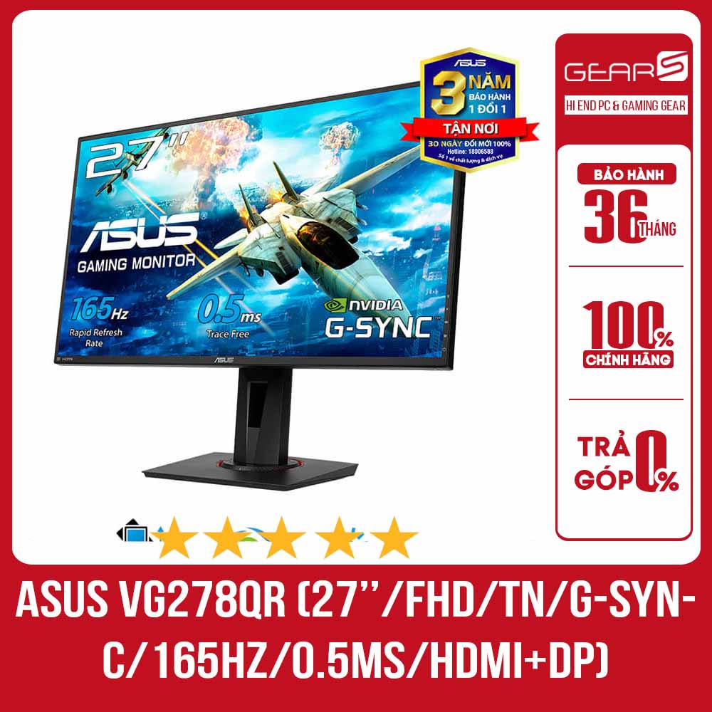 Màn hình Asus VG278QR (27 inch/FHD/TN/G-SYNC/165Hz/0.5ms/G Sync) - bảo hành chính hãng 36 Tháng