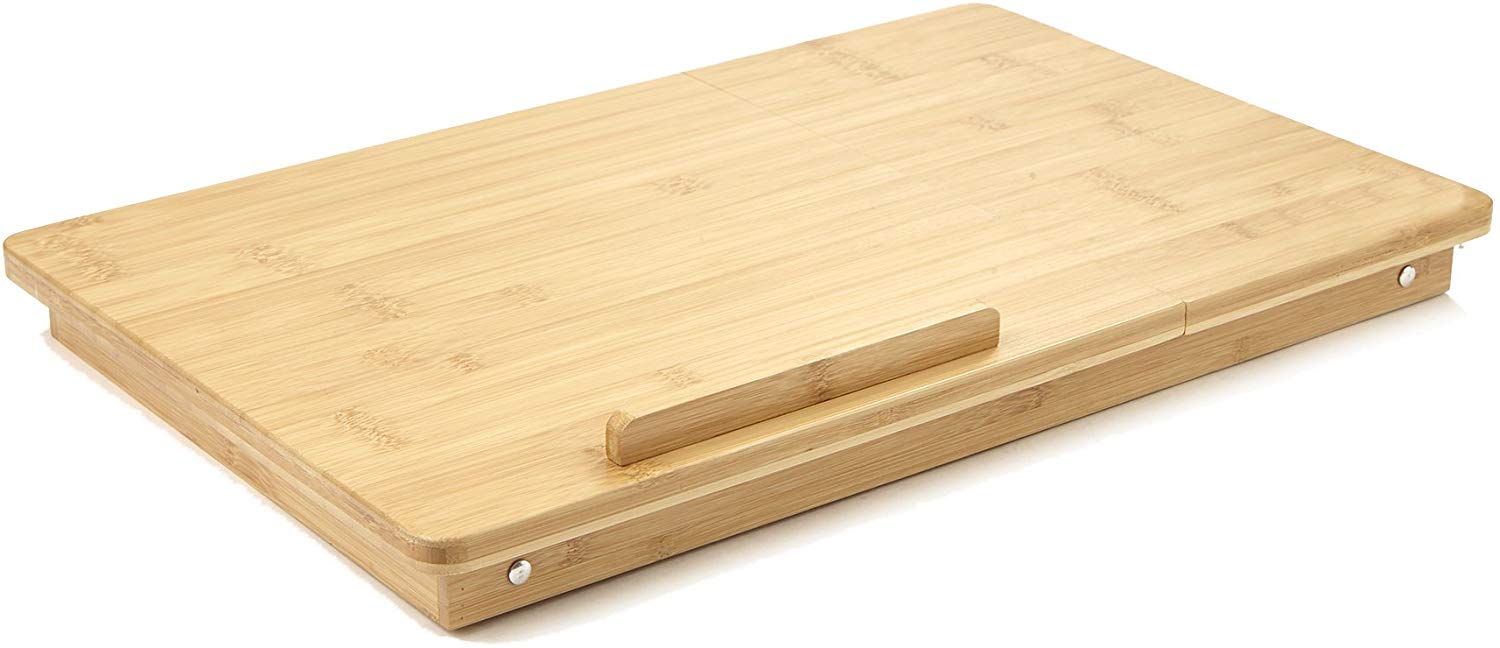 Bàn laptop gỗ tre gấp gọn đa năng cao cấp – bàn kê laptop bằng gỗ tre có ngăn kéo...