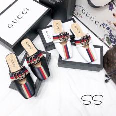 giày sục GC đen trắng đa sọc