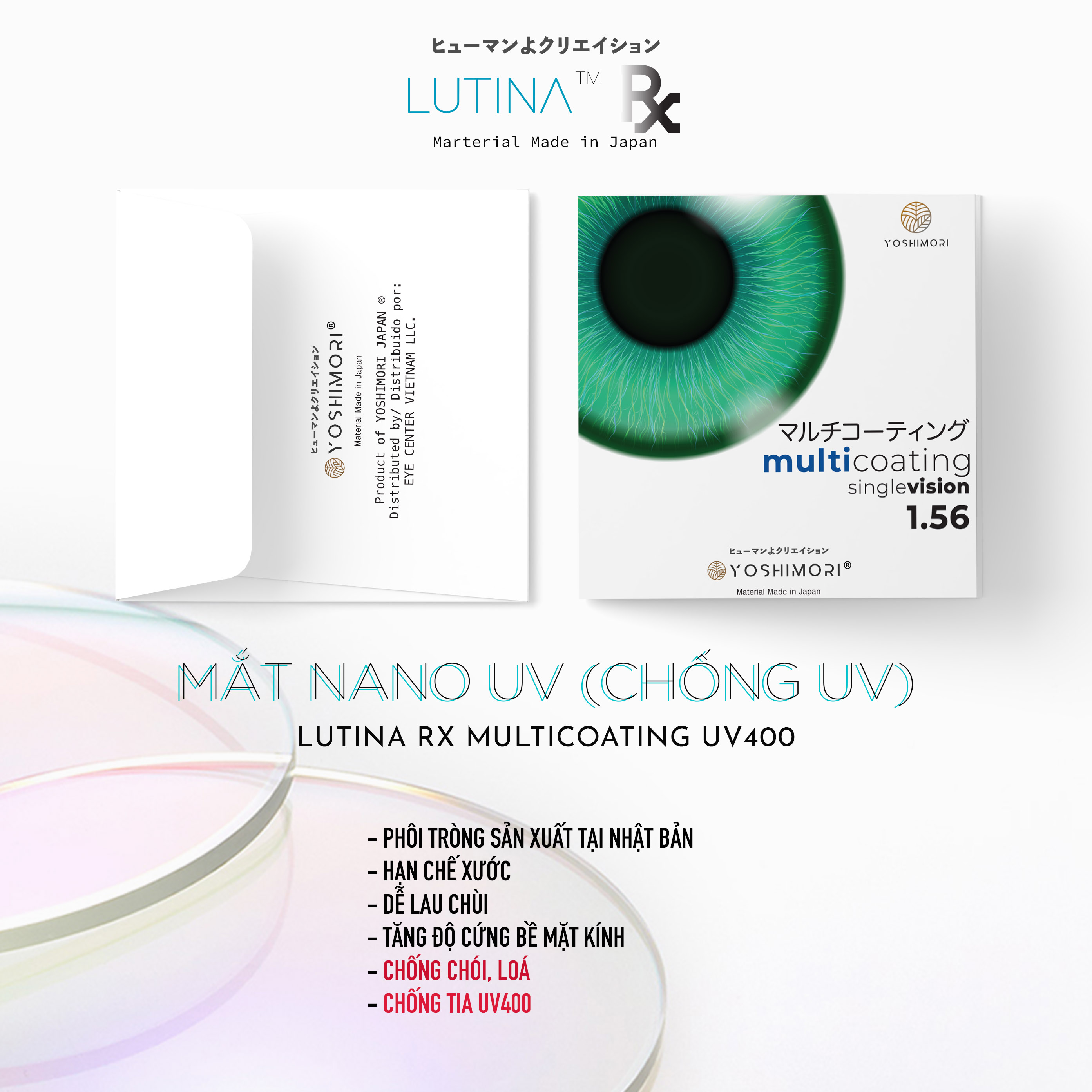 Tròng mắt cận loạn Eye Center Vietnam phôi tròng Nhật Bản chống xước chống UV ngăn ánh sáng xanh đổi...