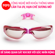 Kính bơi người lớn cho nam, nữ chính hãng POPO 2360 kính bơi tráng gương cao cấp mắt kiếng bơi chống tia UV chống hấp hơi khóa kính bơi thông minh
