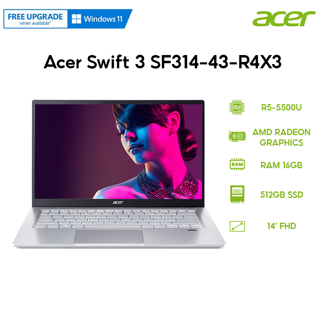 Laptop Acer Swift 3 SF314-43-R4X3 R5-5500U | 16GB | 512GB | AMD Radeon Graphics | 14′ FHD | Win 11