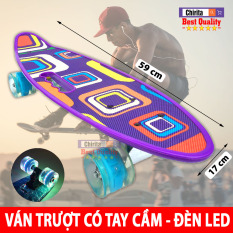 Ván Trượt Thể Thao Chống Trơn Trượt Có Tay Cầm – Ván Trượt Thể Thao Người Lớn Bánh Xe Có Đèn Led Chiếu Sáng