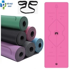Thảm Tập Yoga Định Tuyến Da PU 5mm – Màu Hồng+ Kèm Túi Đựng Cao Cấp và Dây Buộc Thảm Yoga Thảm Tập Gym Định Tuyến Da PU