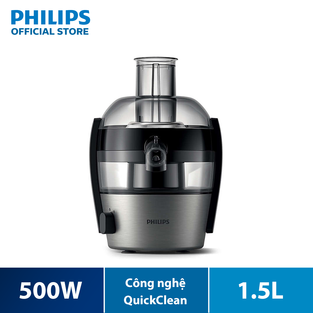 Máy Ép Trái Cây Philips HR1836 (500W) – Công nghệ Quick Clean giúp gạt bỏ bã, xơ và vệ sinh dễ dàng; Chức năng ngăn rỉ nước tích hợp trong vòi – Hàng phân phối chính hãng