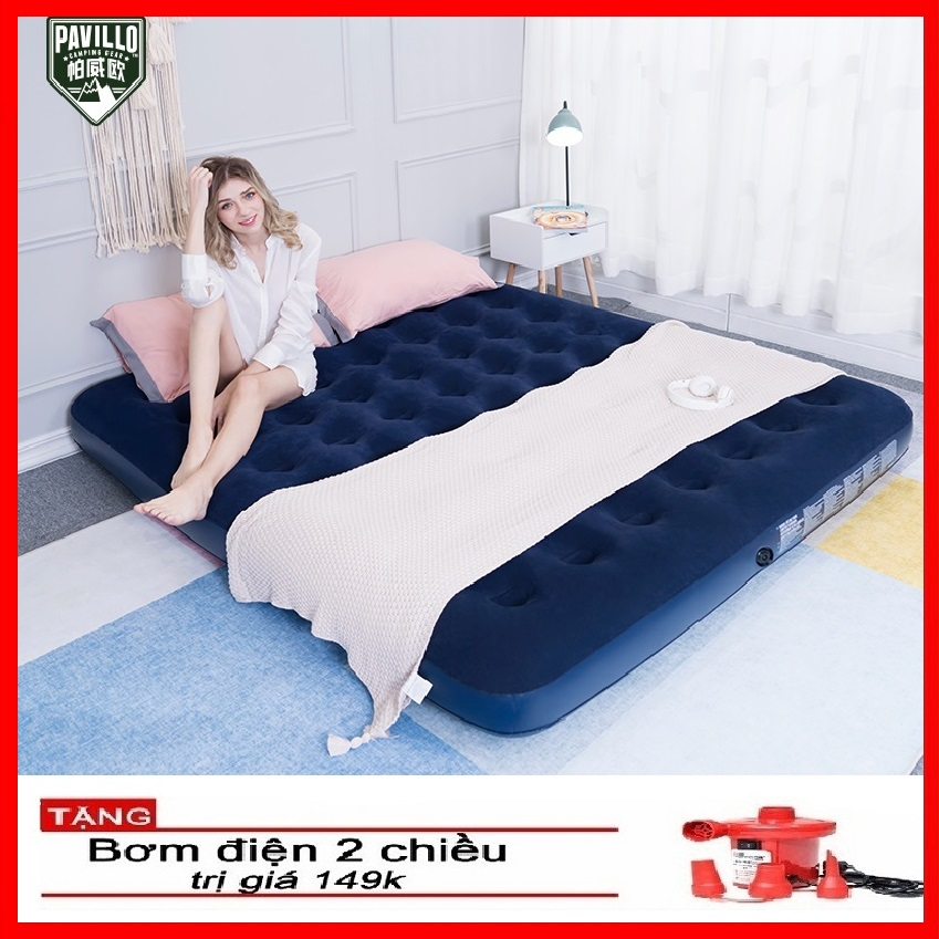 Nệm hơi/Đệm bơm hơi tiện dụng 3 người nằm Size: 2,03m x 1,52m x 22cm kèm bơm điện.