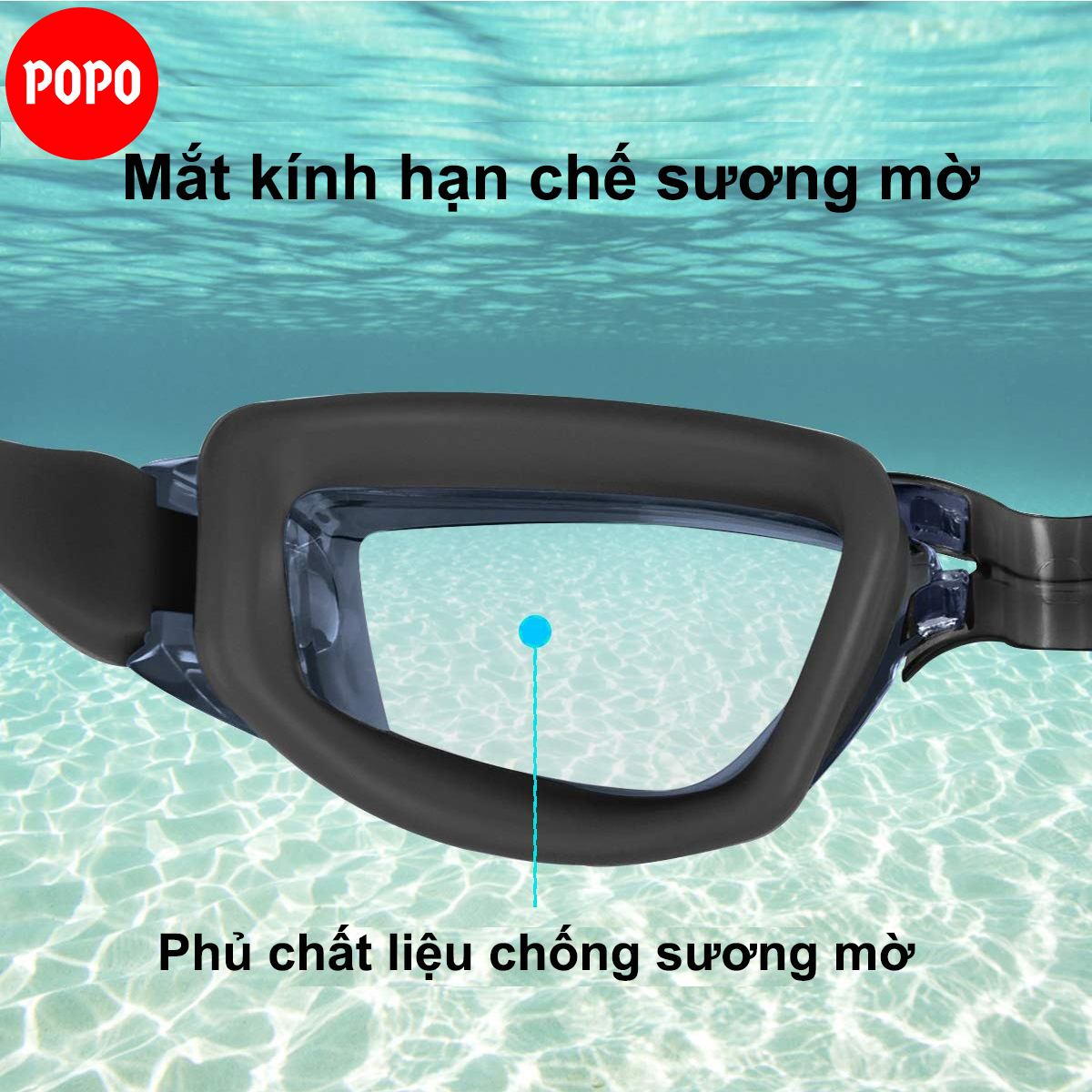 Kính bơi cận có độ cho người lớn nam nữ POPO 2360 có độ cận từ 1.5 độ đến 8.0...